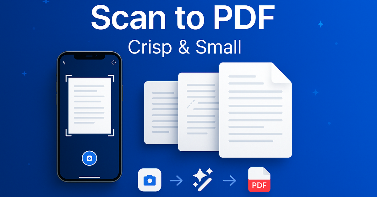 Scan to PDF from your phone (2025) — capture, combine images, and compress into one crisp, small file