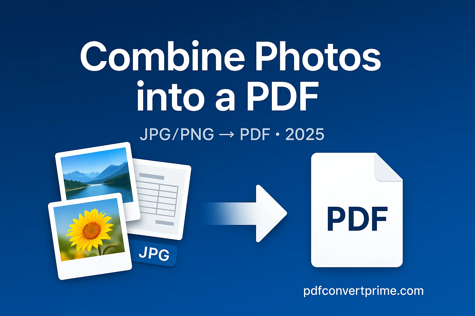 Combine Photos into a PDF — featured graphic for JPG/PNG to PDF