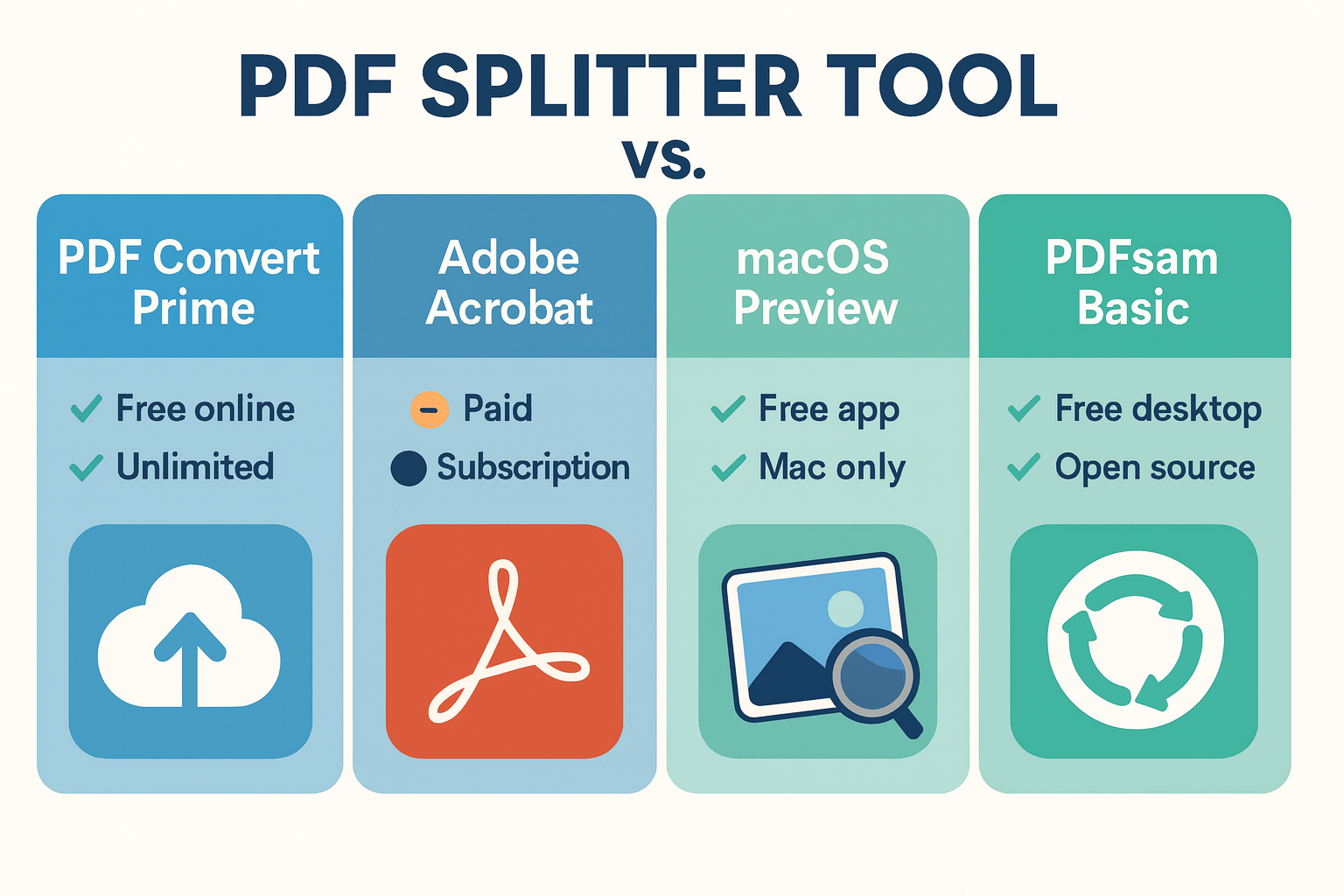 PDF splitter alternatives — Adobe Acrobat, macOS Preview, PDFsam comparison