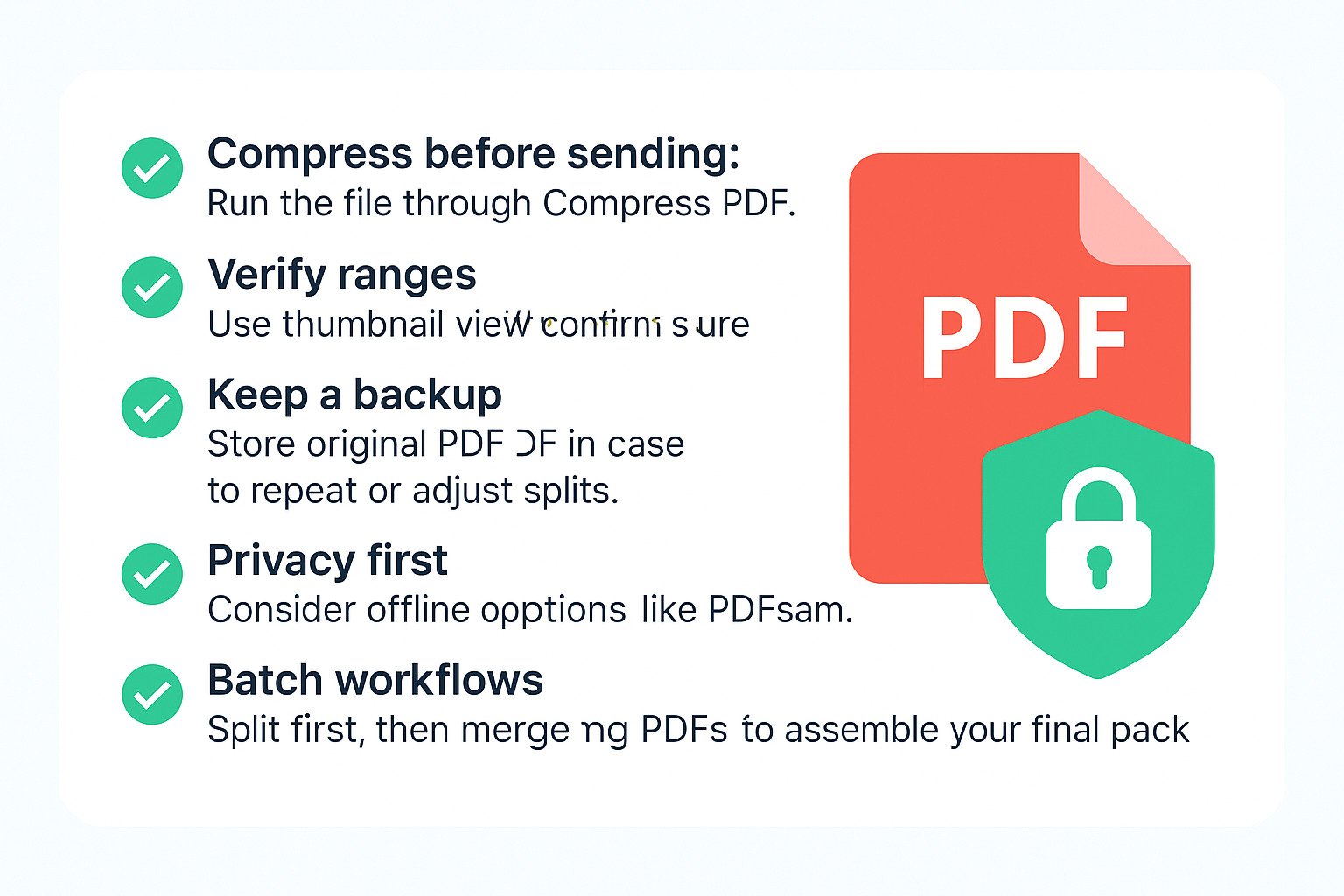 Best practices for splitting PDFs — checklist infographic