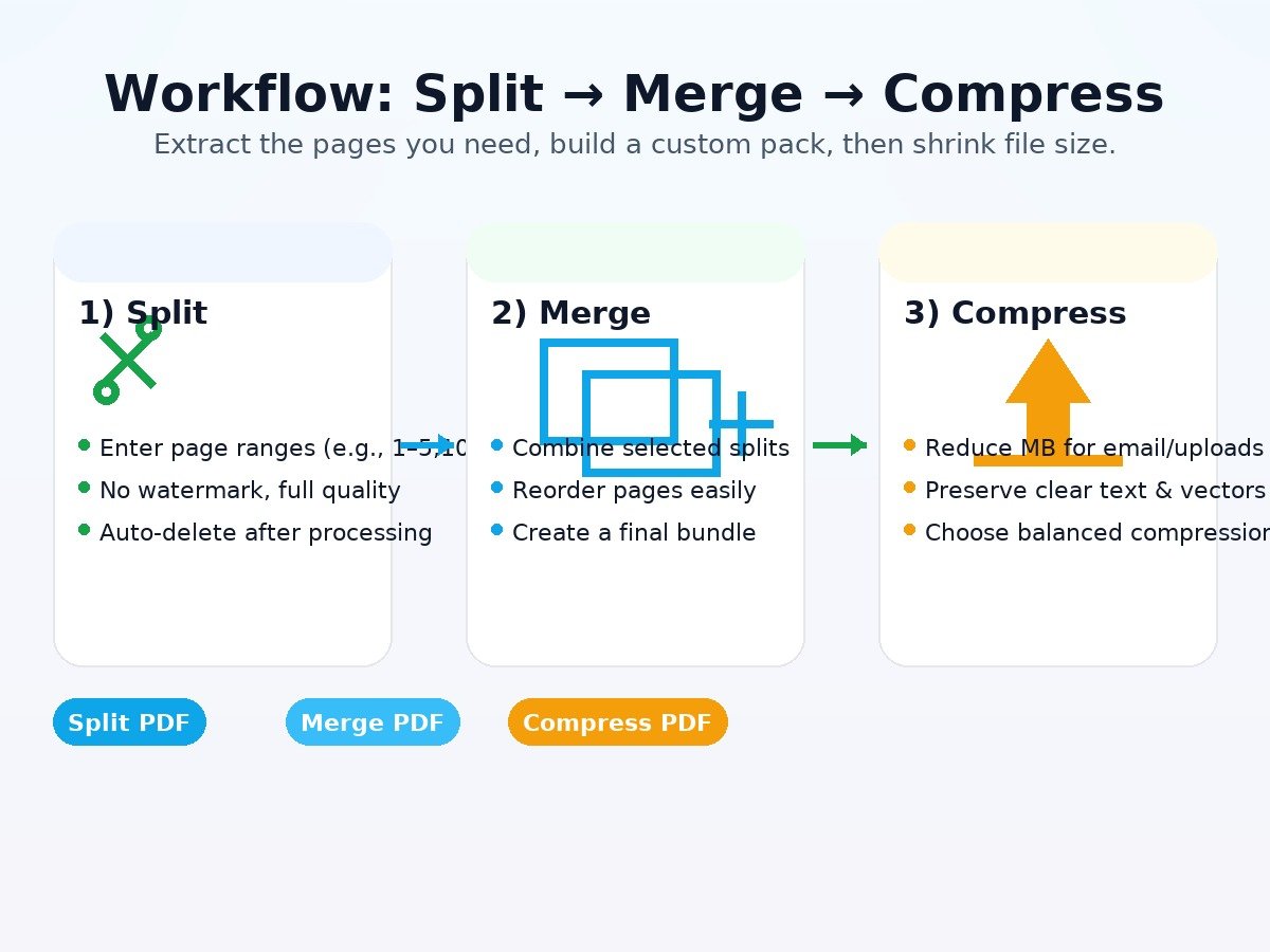 Split, merge, and compress PDF workflow — PDF Convert Prime tools