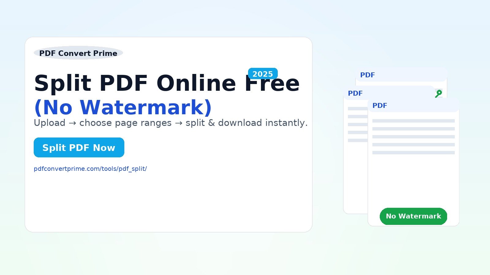 Free PDF splitter tool — extract PDF pages online without watermark